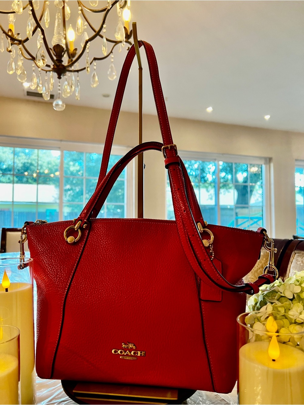 Coach Kacey Satchel C6229 Rouge Pink Pebble Leather Crossbody $378 MSRP - Picture 3 of 8